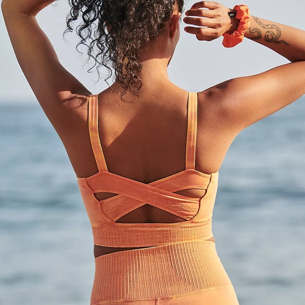 [NEW] FREE PEOPLE Scoop Neck Good Karma Bra -Coral - Picture 3 of 13